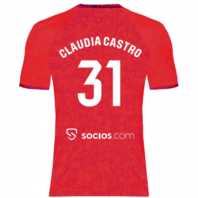 Danxen Dame Claudia Castro Romero #31 Rød Bortetrøye Drakt Trøye 2024/25 Skjorter T-Skjorte