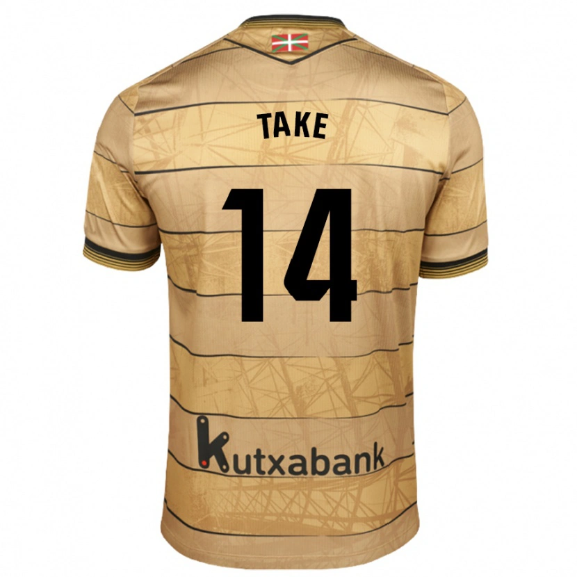 Danxen Dame Takefusa Kubo #14 Brun Bortetrøye Drakt Trøye 2024/25 Skjorter T-Skjorte