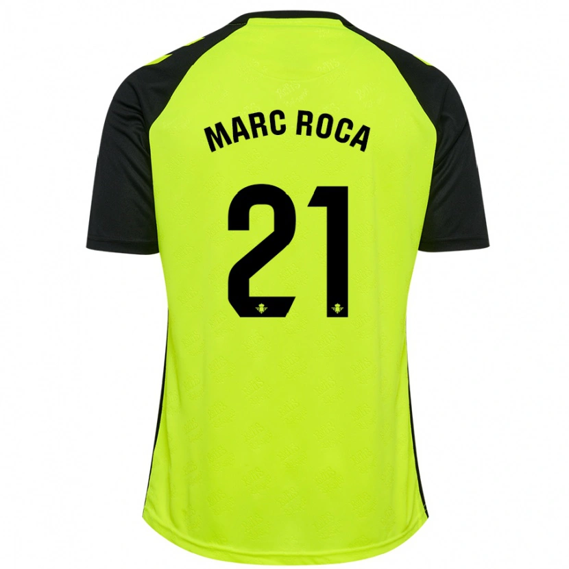 Danxen Dame Marc Roca #21 Fluorescerende Gul Svart Bortetrøye Drakt Trøye 2024/25 Skjorter T-Skjorte