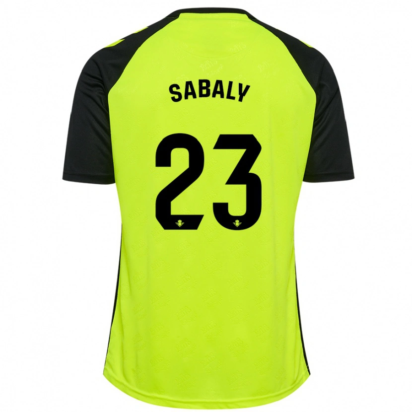 Danxen Dame Youssouf Sabaly #23 Fluorescerende Gul Svart Bortetrøye Drakt Trøye 2024/25 Skjorter T-Skjorte