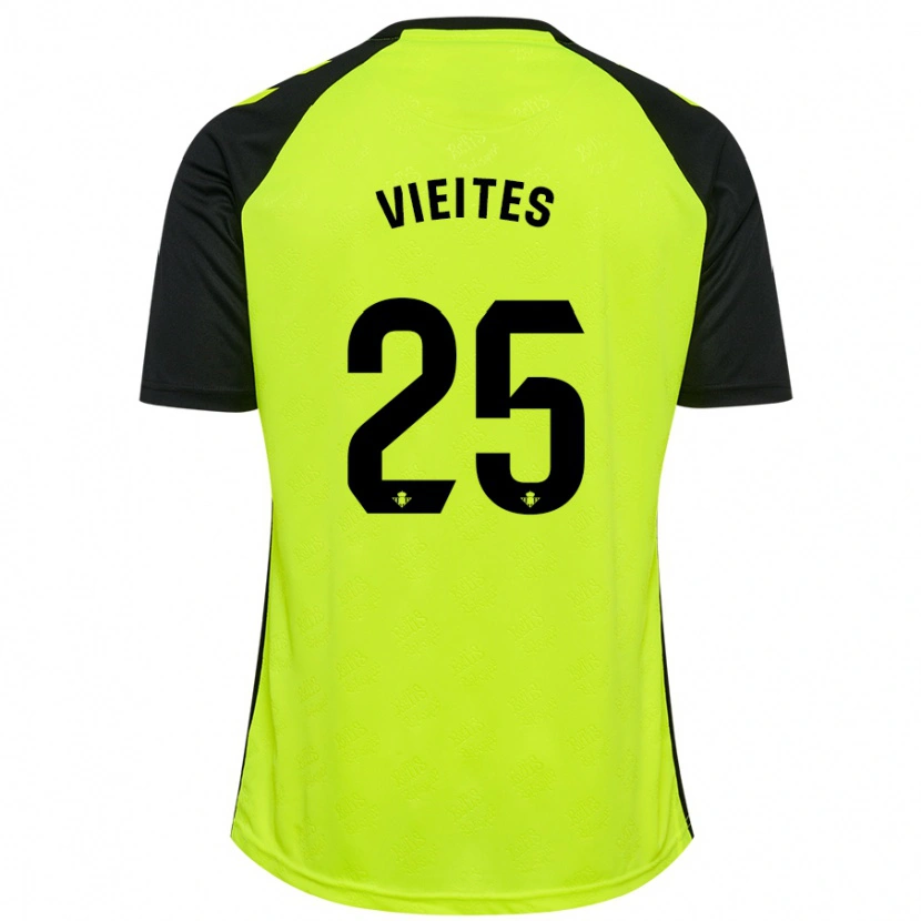 Danxen Dame Fran Vieites #25 Fluorescerende Gul Svart Bortetrøye Drakt Trøye 2024/25 Skjorter T-Skjorte