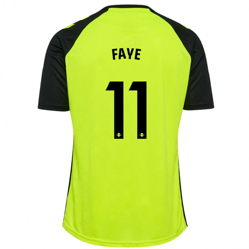 Danxen Dame Souleymane Faye #11 Fluorescerende Gul Svart Bortetrøye Drakt Trøye 2024/25 Skjorter T-Skjorte