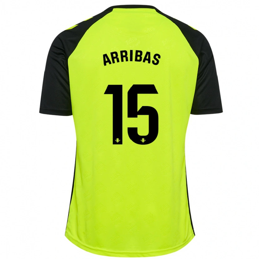 Danxen Dame Sergio Arribas #15 Fluorescerende Gul Svart Bortetrøye Drakt Trøye 2024/25 Skjorter T-Skjorte