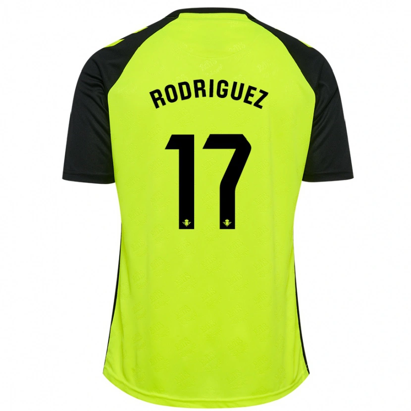 Danxen Dame Jesús Rodriguez #17 Fluorescerende Gul Svart Bortetrøye Drakt Trøye 2024/25 Skjorter T-Skjorte