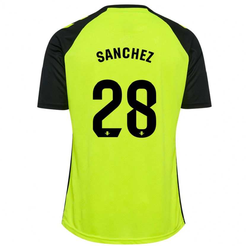Danxen Dame Marina Sánchez #28 Fluorescerende Gul Svart Bortetrøye Drakt Trøye 2024/25 Skjorter T-Skjorte
