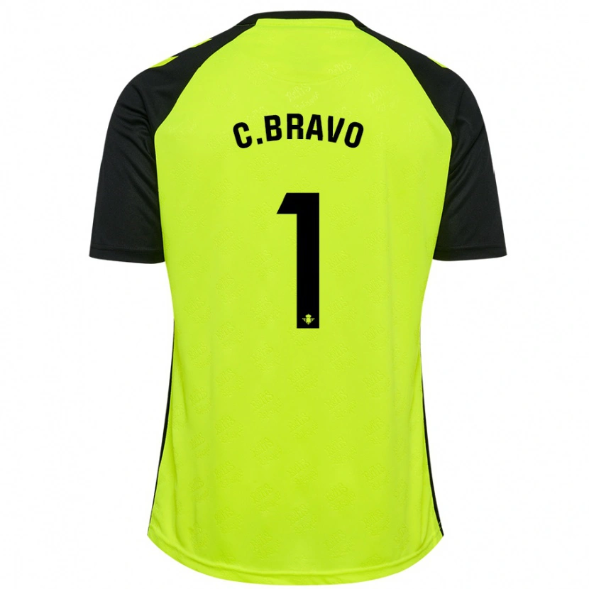 Danxen Dame Claudio Bravo #1 Fluorescerende Gul Svart Bortetrøye Drakt Trøye 2024/25 Skjorter T-Skjorte