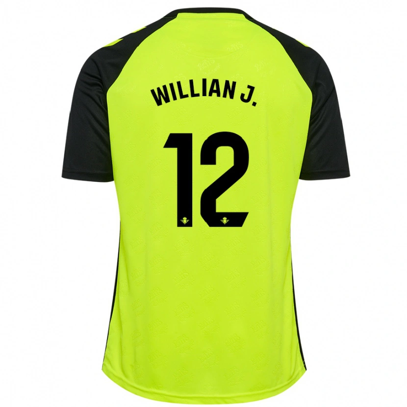 Danxen Dame Willian José #12 Fluorescerende Gul Svart Bortetrøye Drakt Trøye 2024/25 Skjorter T-Skjorte