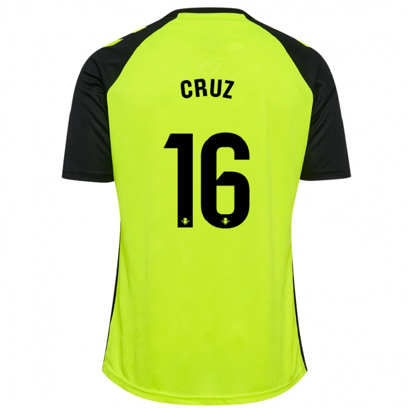 Danxen Dame Juan Cruz #16 Fluorescerende Gul Svart Bortetrøye Drakt Trøye 2024/25 Skjorter T-Skjorte