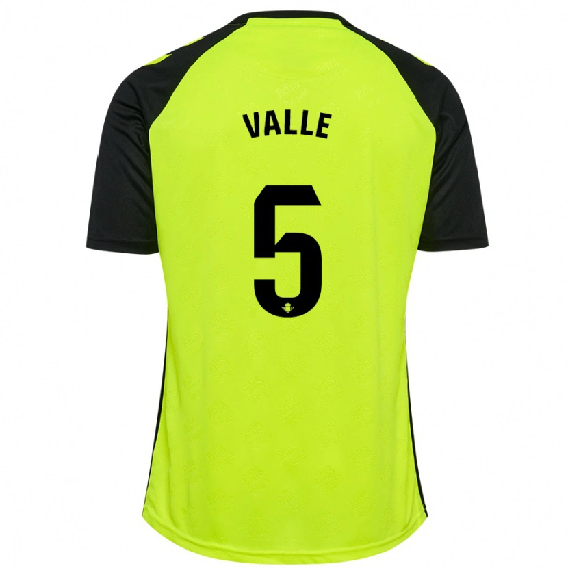 Danxen Dame María Valle López #5 Fluorescerende Gul Svart Bortetrøye Drakt Trøye 2024/25 Skjorter T-Skjorte