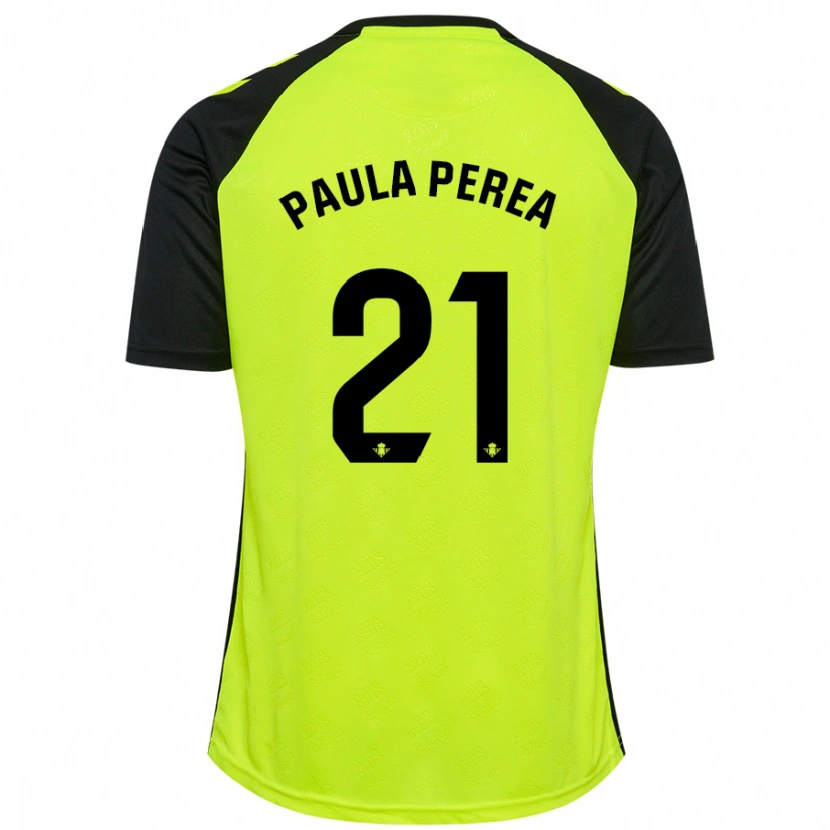 Danxen Dame Paula Perea Ramírez #21 Fluorescerende Gul Svart Bortetrøye Drakt Trøye 2024/25 Skjorter T-Skjorte