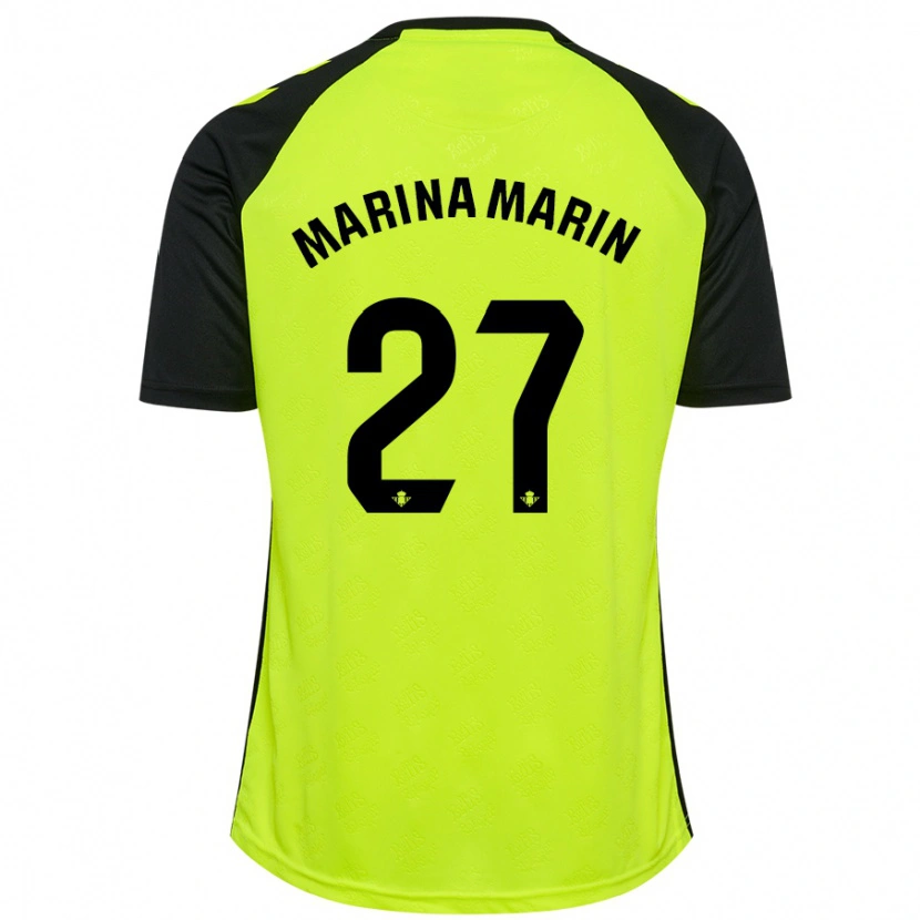 Danxen Dame Marina Marín #27 Fluorescerende Gul Svart Bortetrøye Drakt Trøye 2024/25 Skjorter T-Skjorte