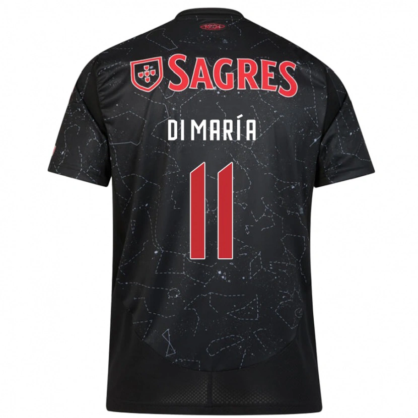 Danxen Dame Ángel Di María #11 Svart Rød Bortetrøye Drakt Trøye 2024/25 Skjorter T-Skjorte