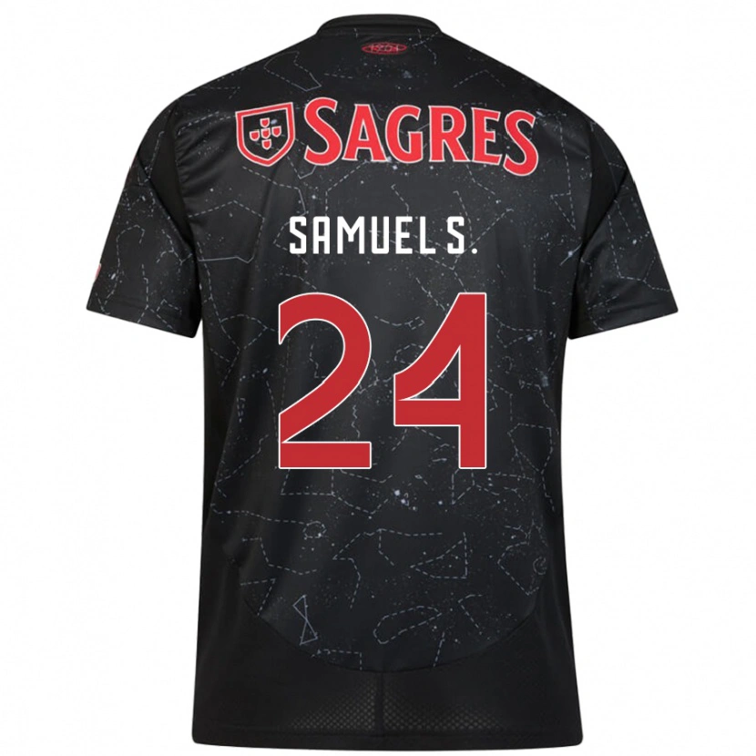 Danxen Dame Samuel Soares #24 Svart Rød Bortetrøye Drakt Trøye 2024/25 Skjorter T-Skjorte