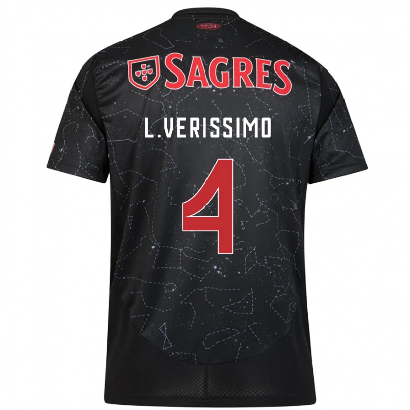 Danxen Dame Lucas Verissimo #4 Svart Rød Bortetrøye Drakt Trøye 2024/25 Skjorter T-Skjorte