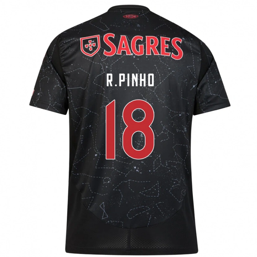 Danxen Dame Rodrigo Pinho #18 Svart Rød Bortetrøye Drakt Trøye 2024/25 Skjorter T-Skjorte