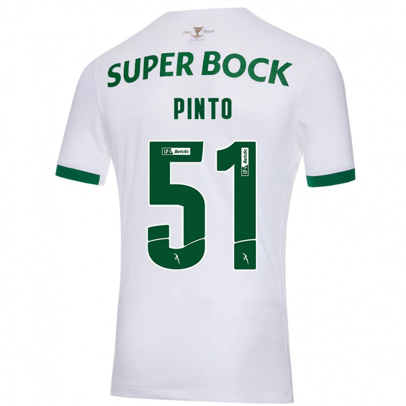 Danxen Dame Diogo Pinto #51 Hvit Grønn Bortetrøye Drakt Trøye 2024/25 Skjorter T-Skjorte