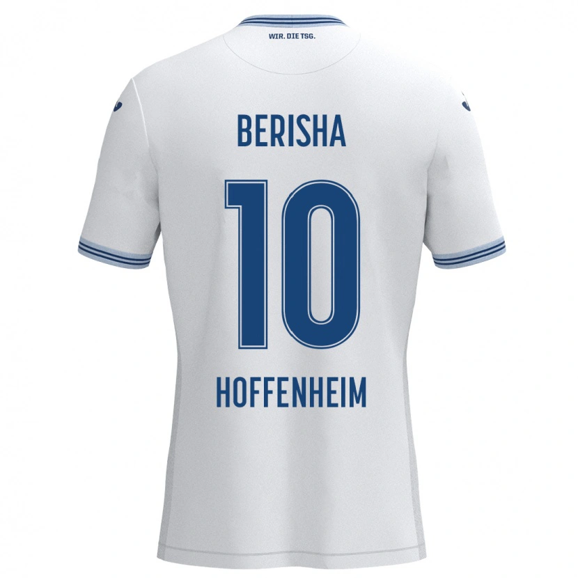 Danxen Dame Mergim Berisha #10 Hvit Blå Bortetrøye Drakt Trøye 2024/25 Skjorter T-Skjorte
