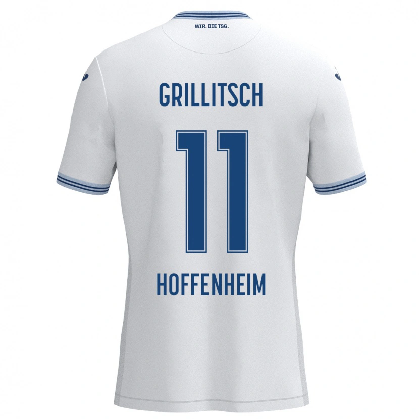 Danxen Dame Florian Grillitsch #11 Hvit Blå Bortetrøye Drakt Trøye 2024/25 Skjorter T-Skjorte