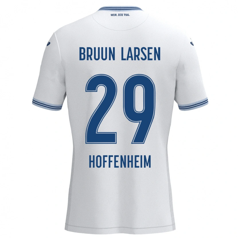 Danxen Dame Jacob Bruun Larsen #29 Hvit Blå Bortetrøye Drakt Trøye 2024/25 Skjorter T-Skjorte