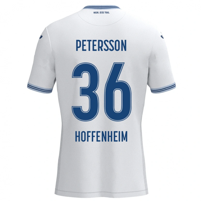 Danxen Dame Lúkas Petersson #36 Hvit Blå Bortetrøye Drakt Trøye 2024/25 Skjorter T-Skjorte