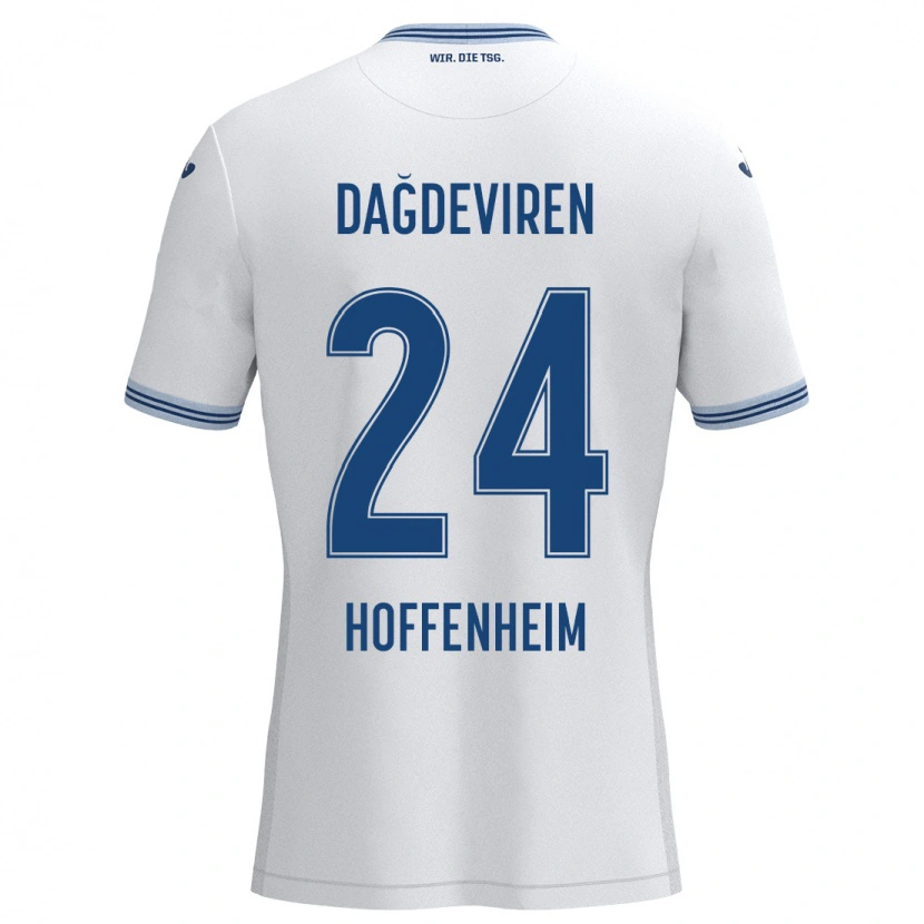Danxen Dame Diren Dağdeviren #24 Hvit Blå Bortetrøye Drakt Trøye 2024/25 Skjorter T-Skjorte