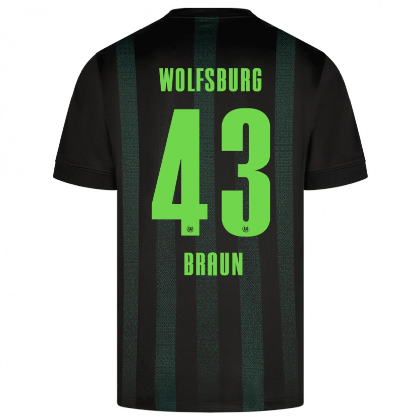 Danxen Dame Manuel Braun #43 Mørk Grønn Bortetrøye Drakt Trøye 2024/25 Skjorter T-Skjorte