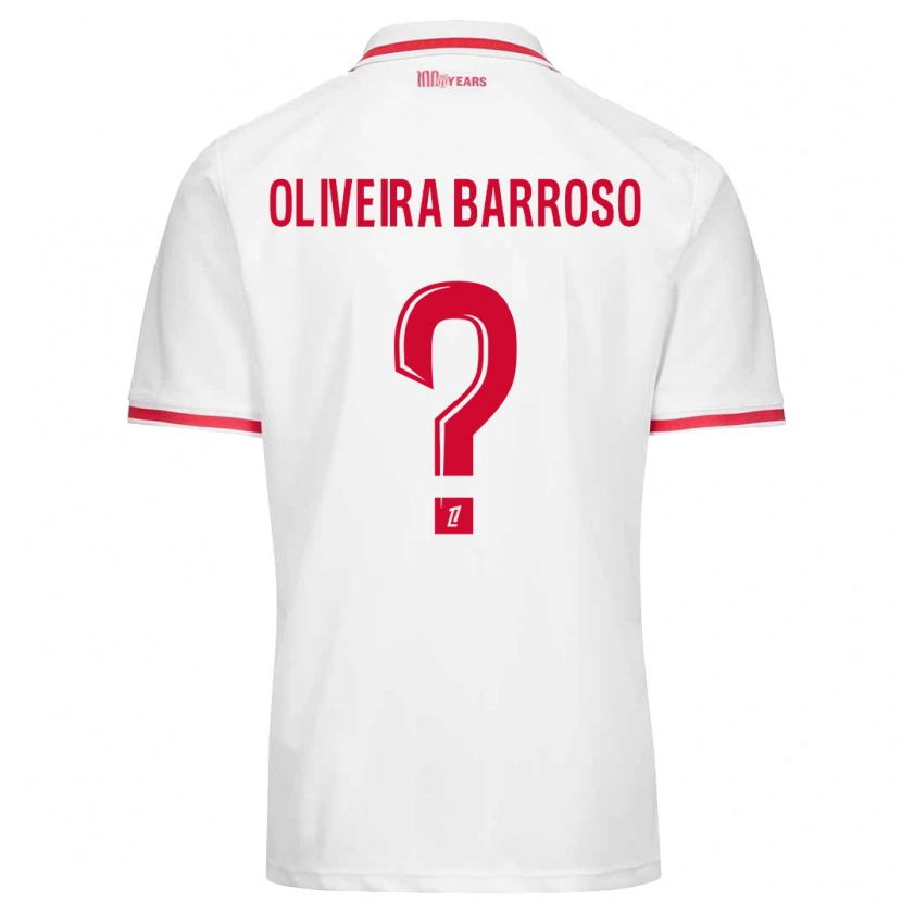 Danxen Barn Mickael Oliveira Barroso #0 Hvit Rød Hjemmetrøye Drakt Trøye 2024/25 Skjorter T-Skjorte