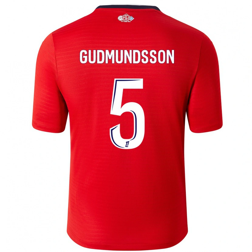 Danxen Barn Gabriel Gudmundsson #5 Rød Hvit Hjemmetrøye Drakt Trøye 2024/25 Skjorter T-Skjorte