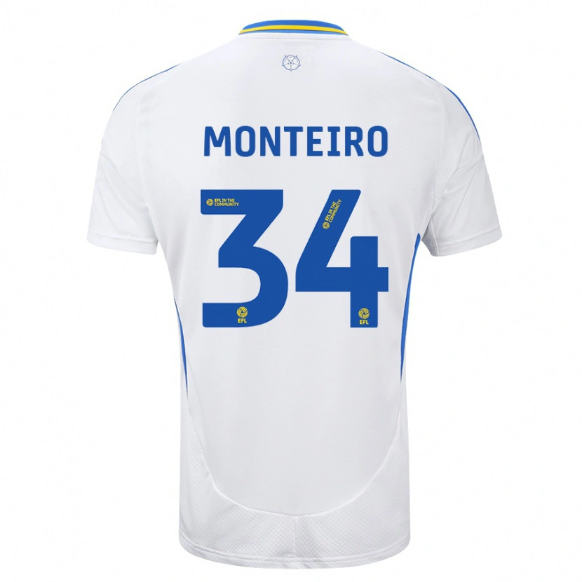 Danxen Barn Diogo Monteiro #34 Hvit Blå Hjemmetrøye Drakt Trøye 2024/25 Skjorter T-Skjorte