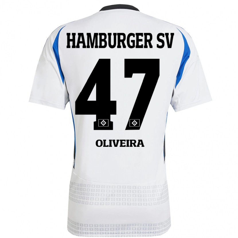 Danxen Barn Nicolas Oliveira #47 Hvit Blå Hjemmetrøye Drakt Trøye 2024/25 Skjorter T-Skjorte