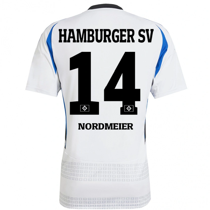 Danxen Barn Quentin Nordmeier #14 Hvit Blå Hjemmetrøye Drakt Trøye 2024/25 Skjorter T-Skjorte