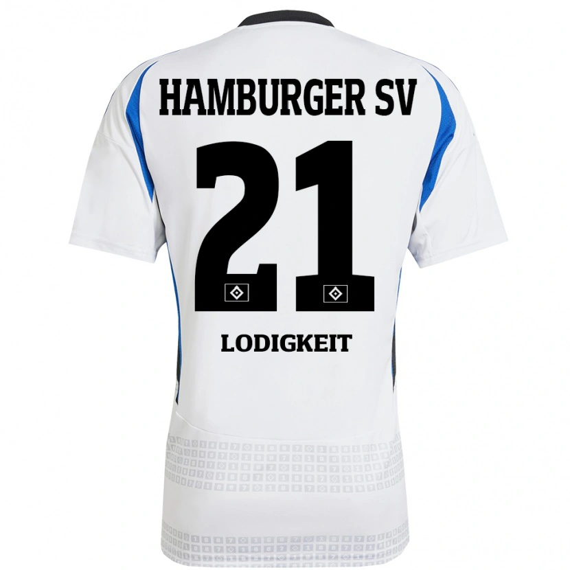 Danxen Barn Luis Lodigkeit #21 Hvit Blå Hjemmetrøye Drakt Trøye 2024/25 Skjorter T-Skjorte