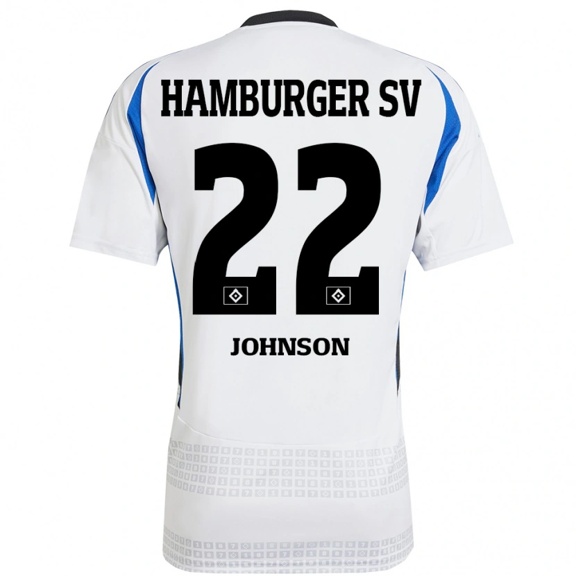 Danxen Barn Emmanuel Johnson #22 Hvit Blå Hjemmetrøye Drakt Trøye 2024/25 Skjorter T-Skjorte