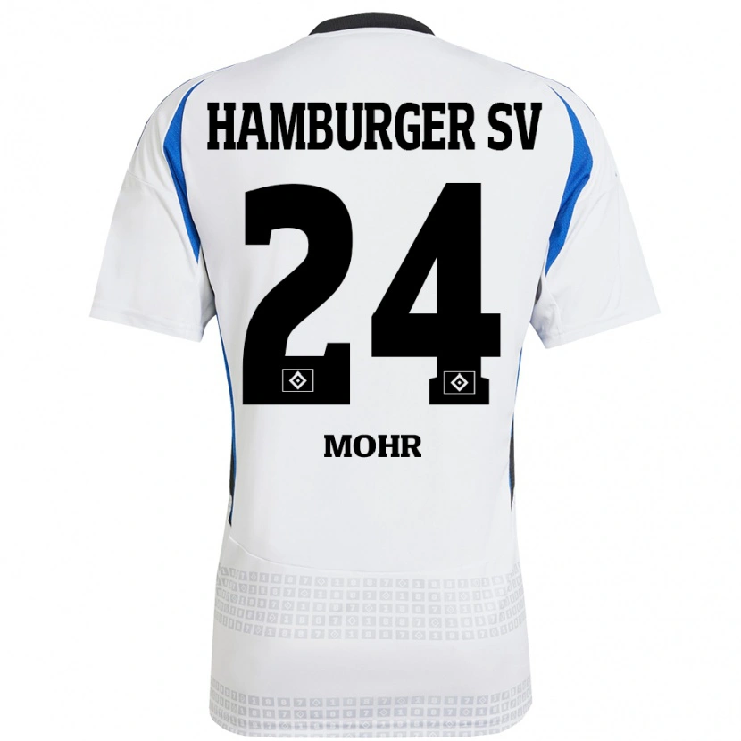 Danxen Barn Jannik Mohr #24 Hvit Blå Hjemmetrøye Drakt Trøye 2024/25 Skjorter T-Skjorte