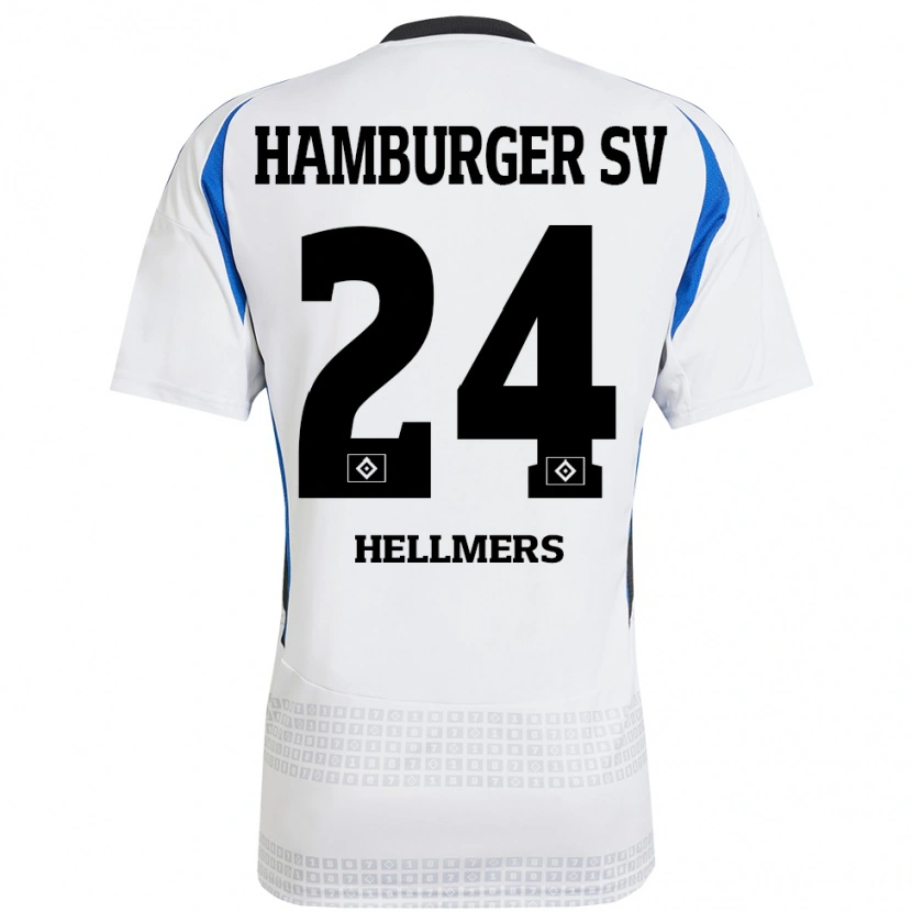 Danxen Barn Maximilian Hellmers #24 Hvit Blå Hjemmetrøye Drakt Trøye 2024/25 Skjorter T-Skjorte