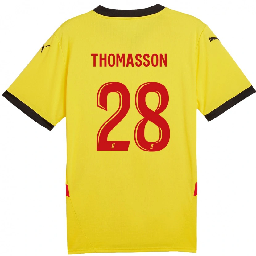 Danxen Barn Adrien Thomasson #28 Gul Rød Hjemmetrøye Drakt Trøye 2024/25 Skjorter T-Skjorte