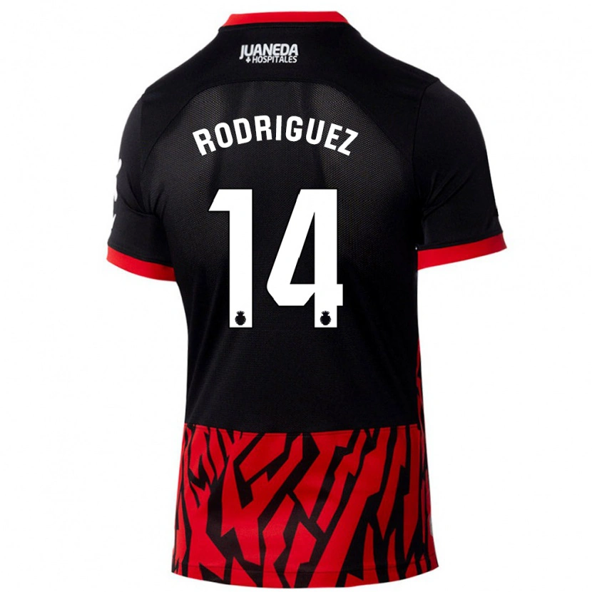 Danxen Barn Diego Rodríguez #14 Svart Rød Hjemmetrøye Drakt Trøye 2024/25 Skjorter T-Skjorte