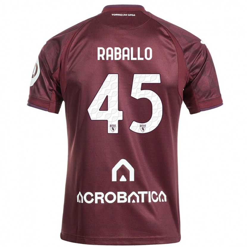 Danxen Barn Alessio Raballo #45 Rødbrun Hvit Hjemmetrøye Drakt Trøye 2024/25 Skjorter T-Skjorte
