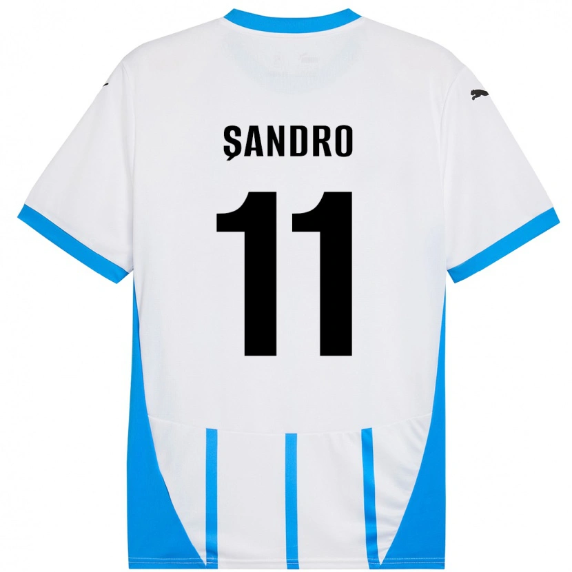 Danxen Barn Denis Șandro #11 Hvit Blå Bortetrøye Drakt Trøye 2024/25 Skjorter T-Skjorte