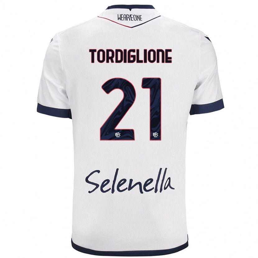 Danxen Barn Nicolò Tordiglione #21 Hvit Kongeblå Bortetrøye Drakt Trøye 2024/25 Skjorter T-Skjorte