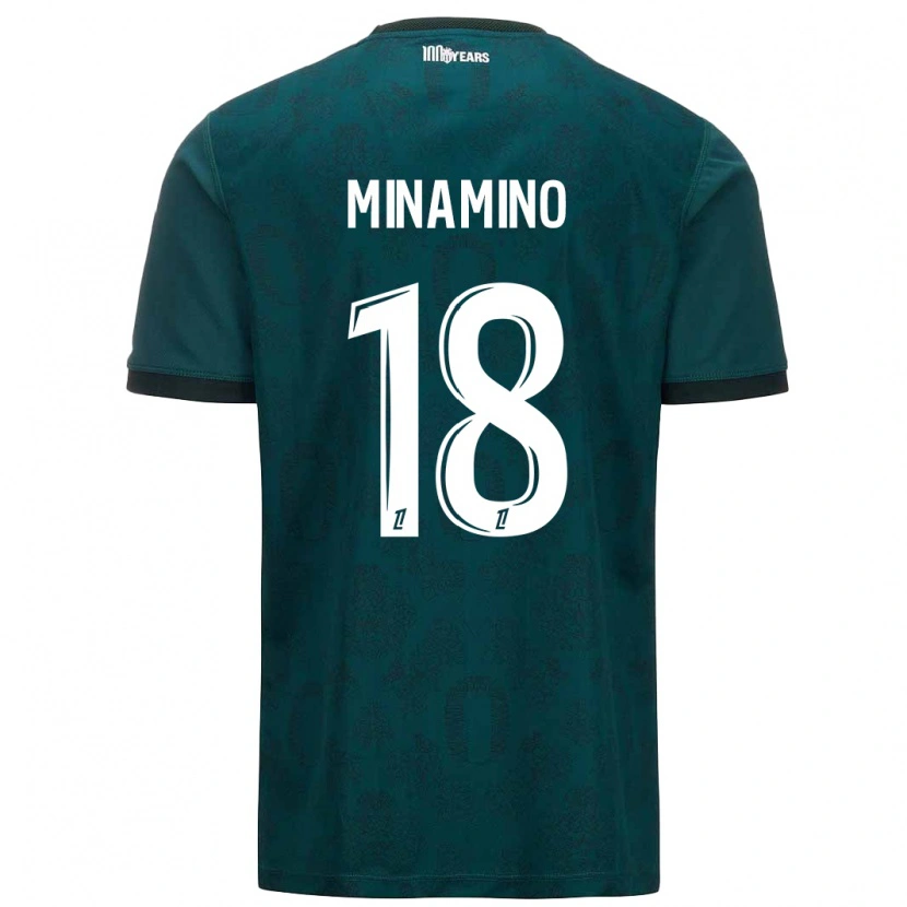 Danxen Barn Takumi Minamino #18 Mørk Grønn Bortetrøye Drakt Trøye 2024/25 Skjorter T-Skjorte