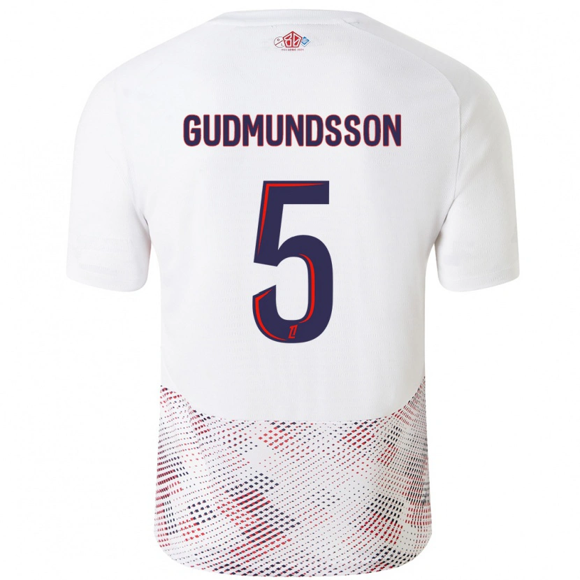 Danxen Barn Gabriel Gudmundsson #5 Hvit Kongeblå Bortetrøye Drakt Trøye 2024/25 Skjorter T-Skjorte