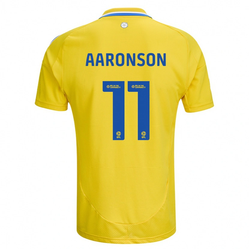 Danxen Barn Brenden Aaronson #11 Gul Blå Bortetrøye Drakt Trøye 2024/25 Skjorter T-Skjorte
