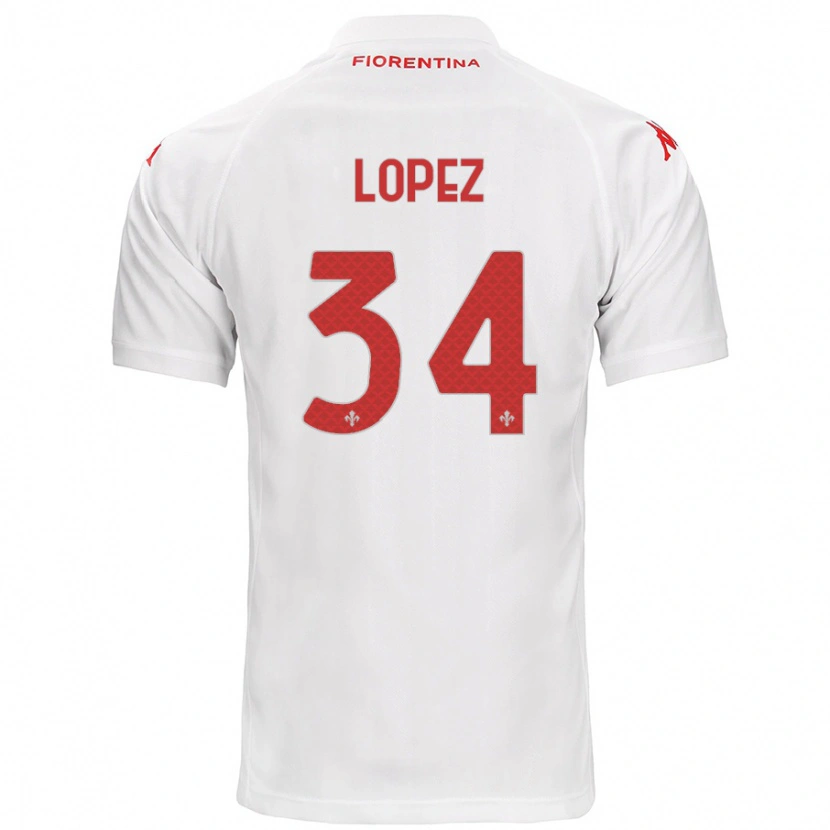 Danxen Barn Lucas López #34 Hvit Bortetrøye Drakt Trøye 2024/25 Skjorter T-Skjorte