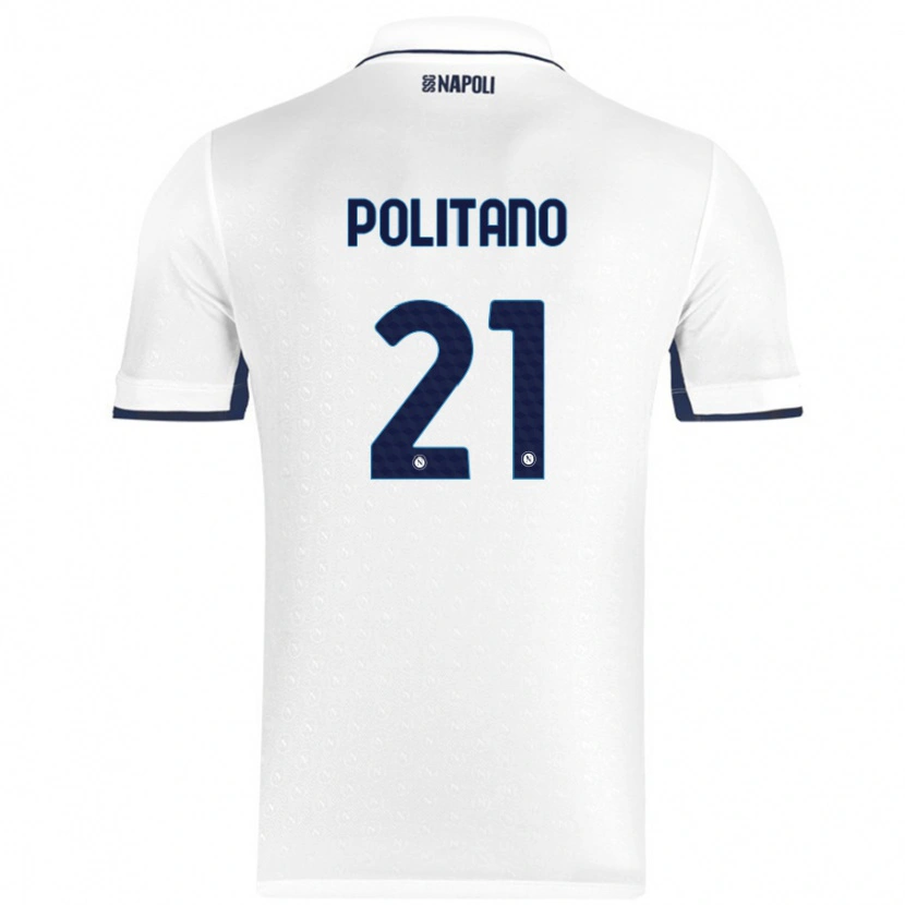 Danxen Barn Matteo Politano #21 Hvit Kongeblå Bortetrøye Drakt Trøye 2024/25 Skjorter T-Skjorte