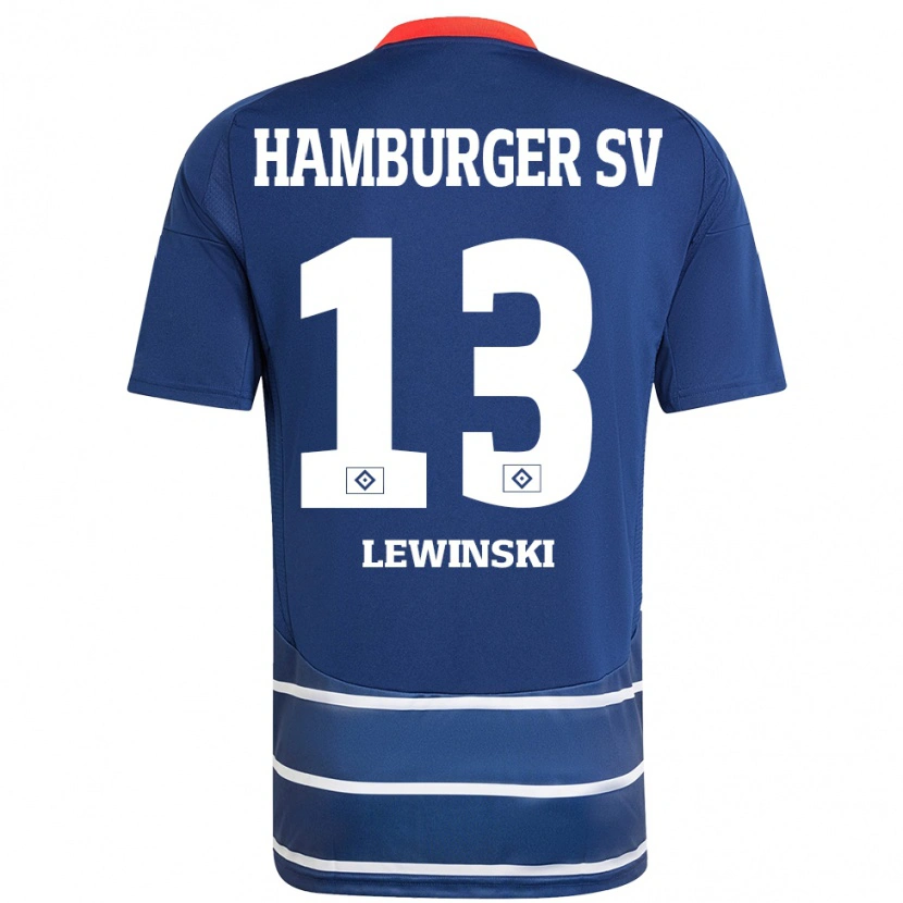 Danxen Barn Fyn-Luca Lewinski #13 Mørkeblått Bortetrøye Drakt Trøye 2024/25 Skjorter T-Skjorte