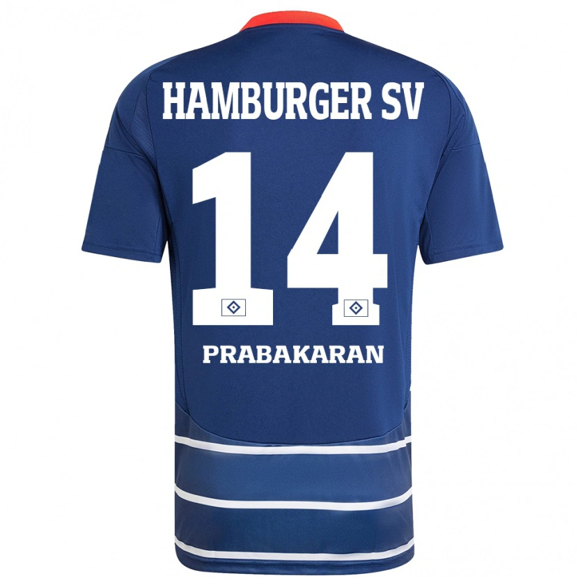 Danxen Barn Nilavan Prabakaran #14 Mørkeblått Bortetrøye Drakt Trøye 2024/25 Skjorter T-Skjorte
