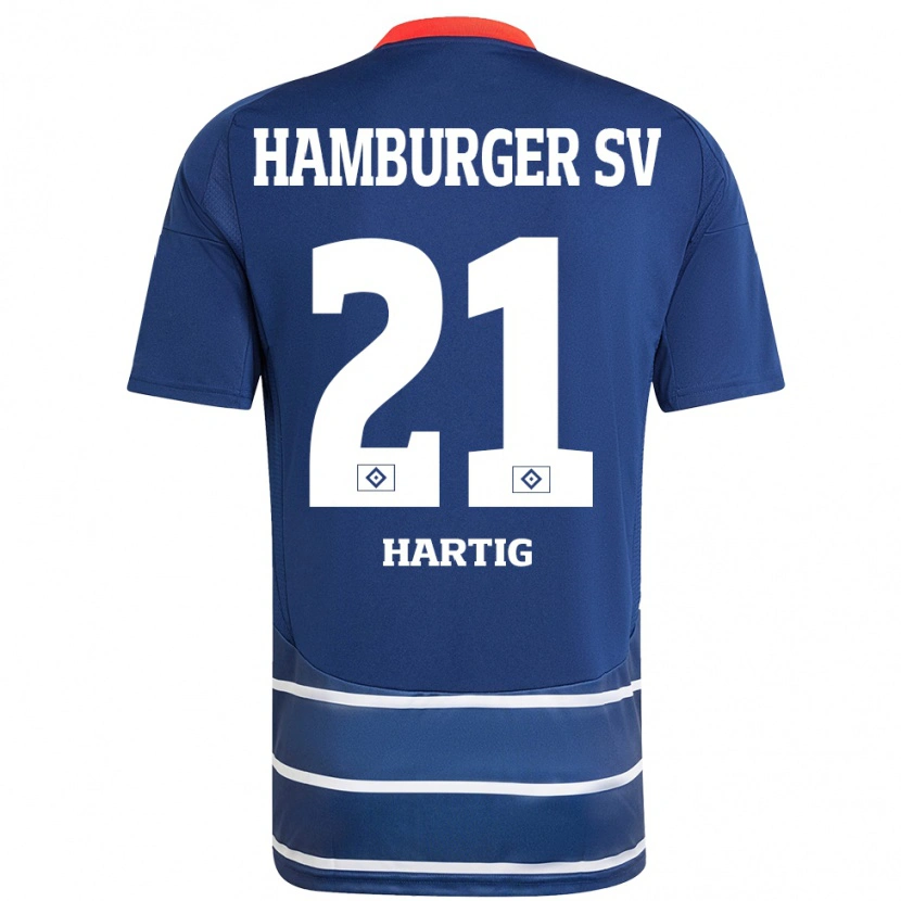 Danxen Barn Jonas-Finn Hartig #21 Mørkeblått Bortetrøye Drakt Trøye 2024/25 Skjorter T-Skjorte
