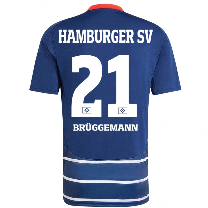 Danxen Barn William Brüggemann #21 Mørkeblått Bortetrøye Drakt Trøye 2024/25 Skjorter T-Skjorte