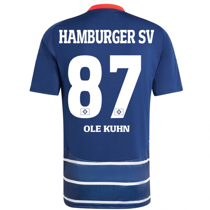 Danxen Barn Niklas Ole Kühn #87 Mørkeblått Bortetrøye Drakt Trøye 2024/25 Skjorter T-Skjorte